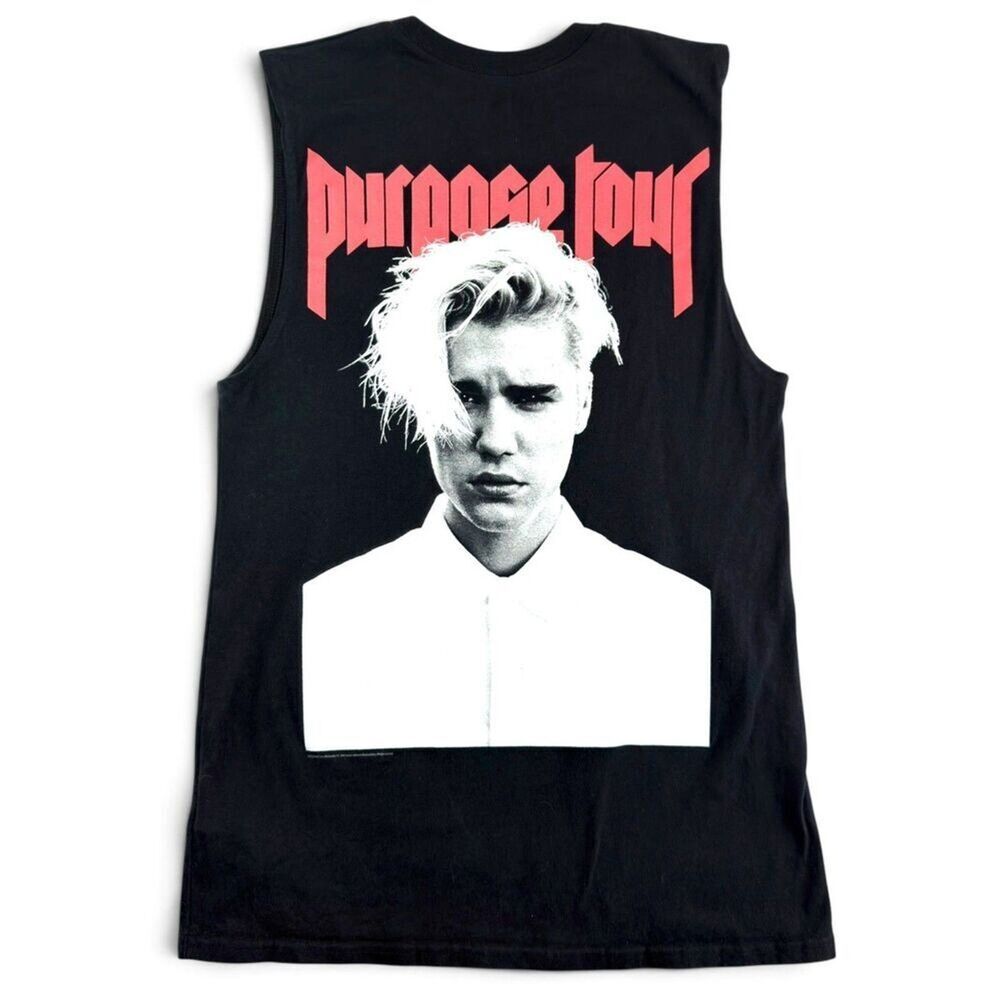 justin bieber purpose tour justin forever sleeveless tank top black size small